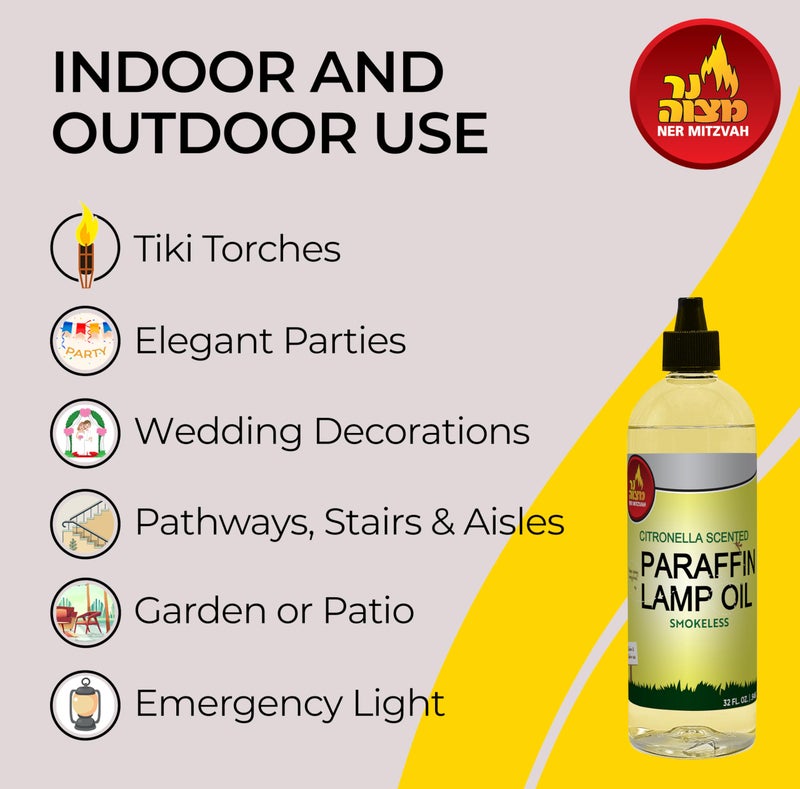 Ner Mitzvah Citronella Scented Lamp Oil, 2 Liter Smokeless and Odorless Insect and Mosquito Repellent Paraffin Lamp Oil for Indoor and Outdoor, Torches and Oil Candle - Image 3